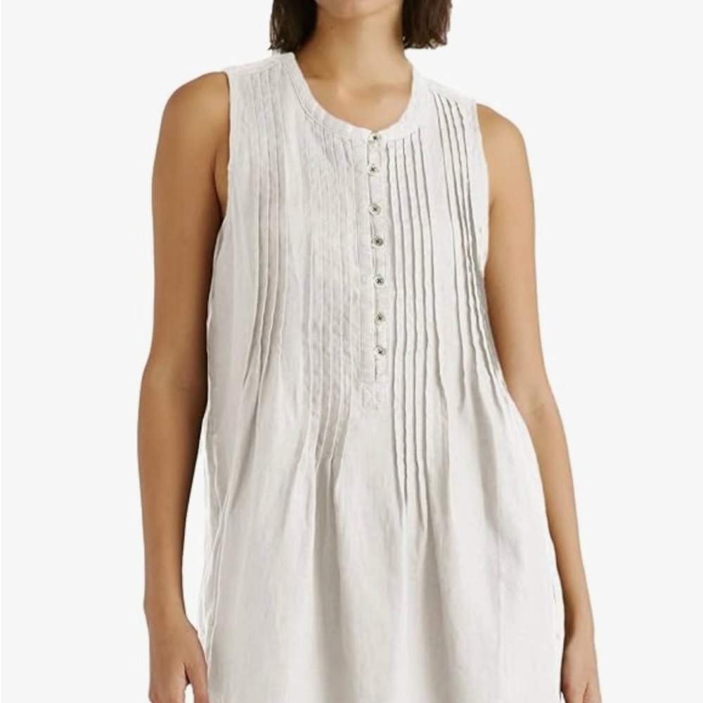 Sleeveless Cream Linen Dress